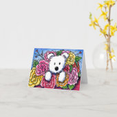 Westie Mother's Day Bouquet Karte (Gelbe Blume)