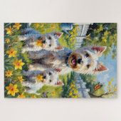 Westie Narzissengarten Kunst Puzzle (Horizontal)