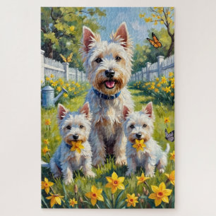 Westie Narzissengarten Kunst Puzzle
