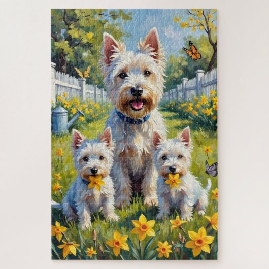 Westie Narzissengarten Kunst Puzzle (Vertikal)