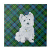 Westie on Tartan Fliese (Vorderseite)