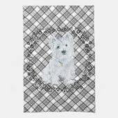 Westie on Tartan Geschirrtuch (Vertikal)