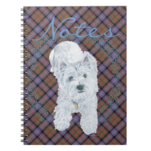 Westie on Tartan Notizblock (Vorderseite)