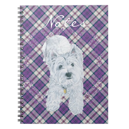 Westie on Tartan Notizblock (Vorderseite)
