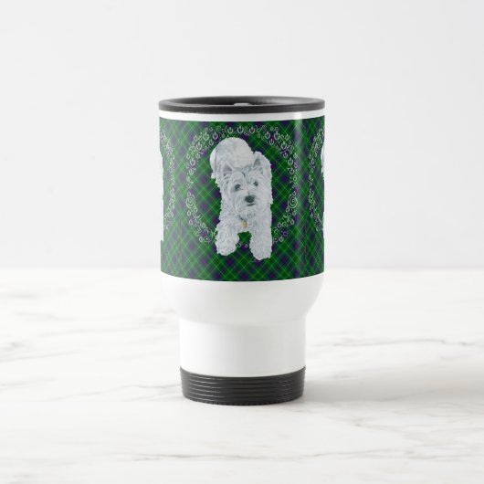 Westie on Tartan Reisebecher (Mittel)
