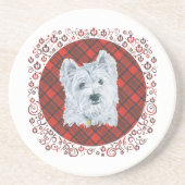 Westie on Tartan Untersetzer (Vorne)