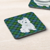 Westie on Tartan Untersetzer (Linke Seite)