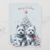 Westie Pair Merry Christmas Card Feiertagskarte (Vorne/Hinten)