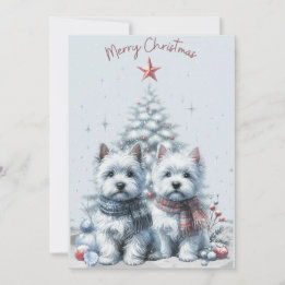 Westie Pair Merry Christmas Card Feiertagskarte