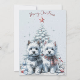 Westie Pair Merry Christmas Card Feiertagskarte