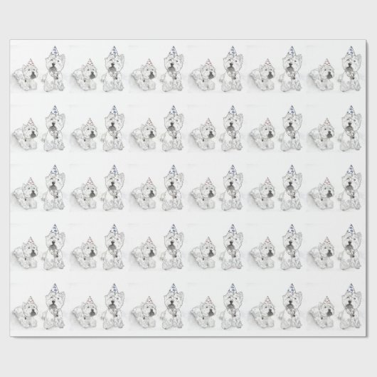 Westie Party-Zeit Geschenkpapier (Flach)