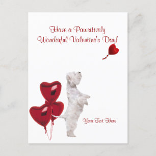 Westie Pawsively Wonderful Valentine Wishings #2 Feiertagspostkarte