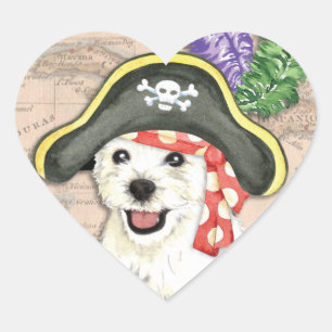 Westie Pirate Herz-Aufkleber