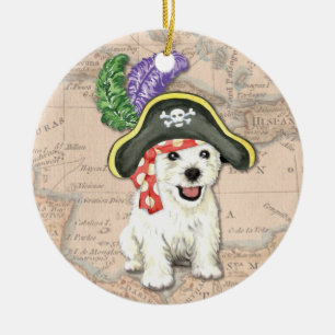 Westie Pirate Keramik Ornament
