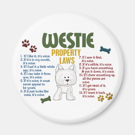 Westie Property Laws 4 Magnet (Vorne)