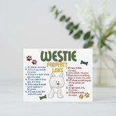 Westie Property Laws 4 Postkarte (Stehend Vorderseite)