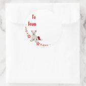 Westie Pup Christmas Sticky Label Runder Aufkleber (Tasche)