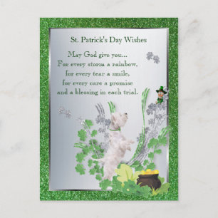 Westie Puppy 2 St Pattys Day Spirituelle Botschaft Postkarte