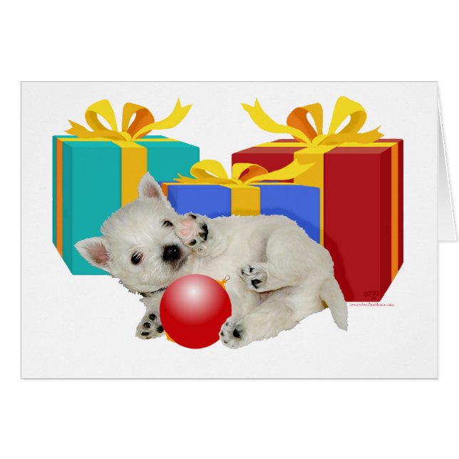 Westie Puppy Christmas Playtime (Vorderseite (Horizontal))
