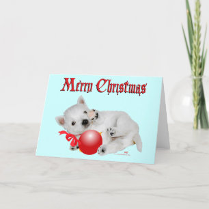 Westie Puppy Christmas Playtime Feiertagskarte