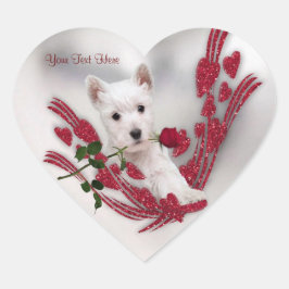 Westie Puppy - individuell anpassbare Valentinkleb Herz-Aufkleber