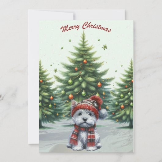 Westie Puppy Merry Christmas Card Feiertagskarte (Vorderseite)