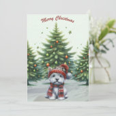 Westie Puppy Merry Christmas Card Feiertagskarte (Stehend Vorderseite)