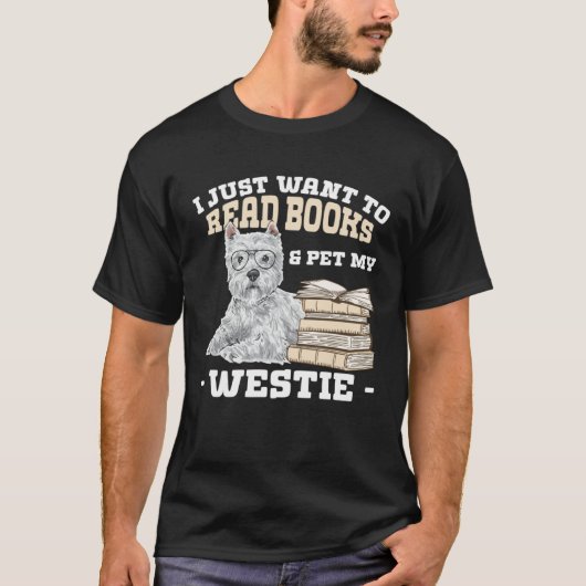Westie Reading Books West Highland White Terrier T-Shirt (Vorderseite)