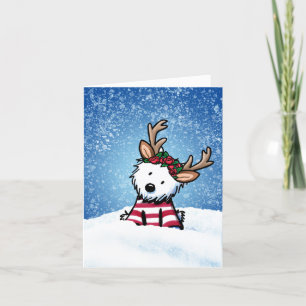 Westie Reindeer Holiday Card Feiertagskarte