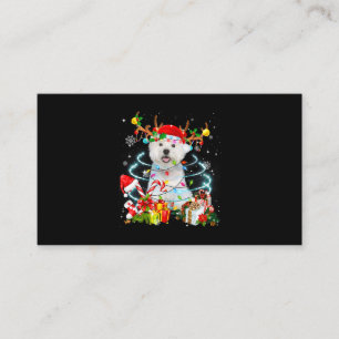 Westie Rentier Christmas Tree Lights Pajama Dog X Visitenkarte