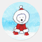 Westie Round Christmas Stickers (Vorderseite)