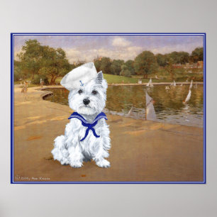 Westie Sailor mit Boats Poster