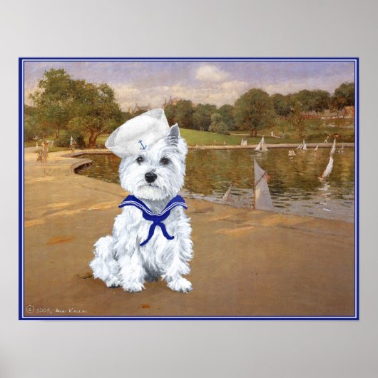 Westie Sailor mit Boats Poster (Vorne)