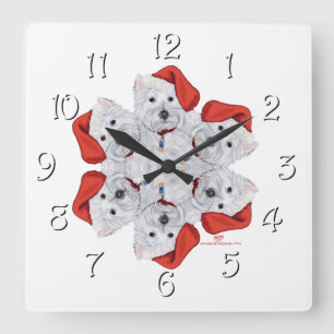 Westie Schneefloh Quadratische Wanduhr