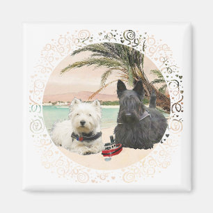 Westie & Scottie am Palmy Beach Magnet