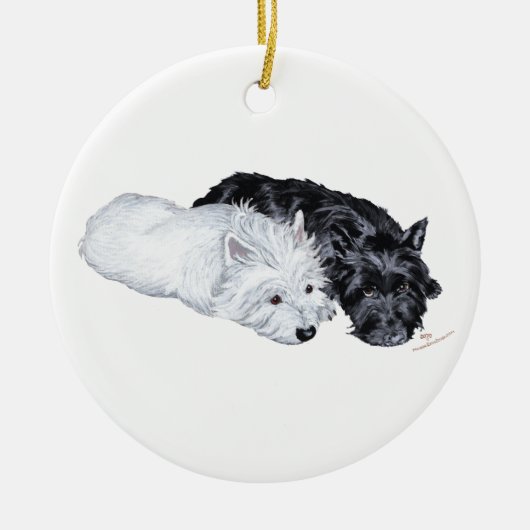 Westie & Scottie bei Ease Keramik Ornament (Vorne)