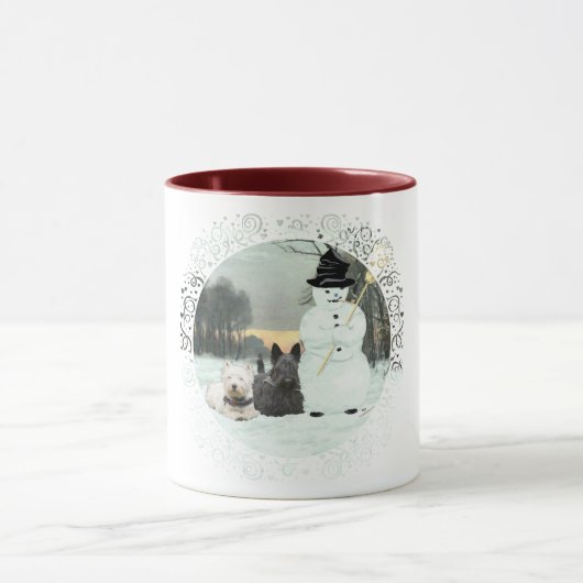 Westie & Scottie Build a Snowman Tasse (Zentrum)