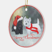 Westie Scottie Christmas Keramik Ornament (Links)