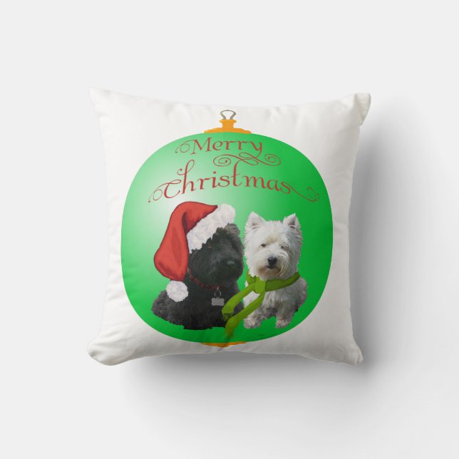 Westie Scottie Christmas Ornament Kissen (Vorderseite)