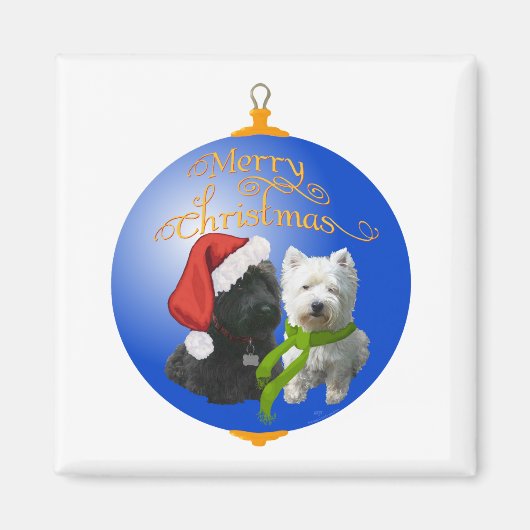 Westie Scottie Christmas Ornament Magnet (Vorne)