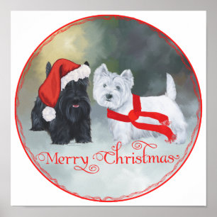 Westie Scottie Christmas Poster