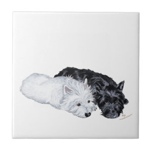 Westie & Scottie entspannt Fliese
