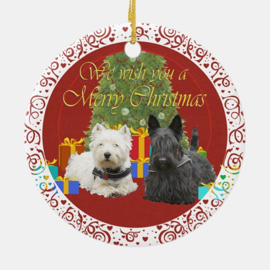 Westie & Scottie Merry Christmas Keramikornament (Hinten)