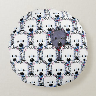 Westie Scottie Terriers Rundes Kissen