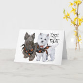 Westie Scottie Trick oder Treat Karte (Gelbe Blume)