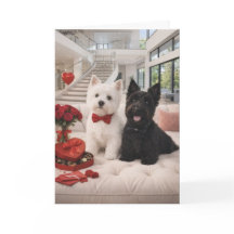 Westie Scottie Valentinstagskarte Duo