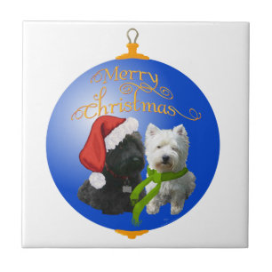Westie Scottie Weihnachtsbaumschmuck Fliese