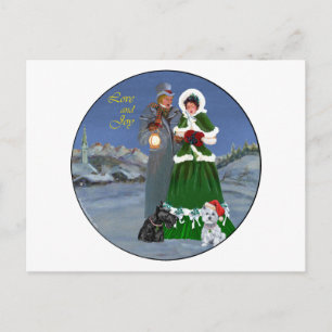 Westie & Scottie Weihnachtslieder Feiertagspostkarte