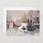 Westie & Scottie Winter Magpie Postkarte (Vorne/Hinten)