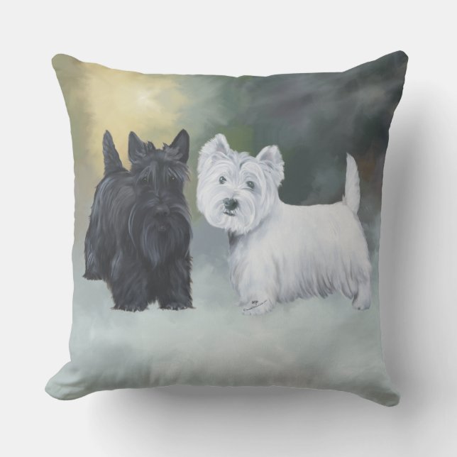 Westie Scottie Wintertime Kissen (Vorderseite)